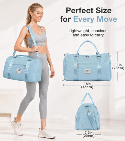 Womens Gym Tote Duffle Bag with Wet Pocket & Shoe Compartment, Sports Duffel Overnight Weekender Hospital Workout Carry on Bag for Girls, Ideal for Travel, Swimming, Dance, Ballet Beige