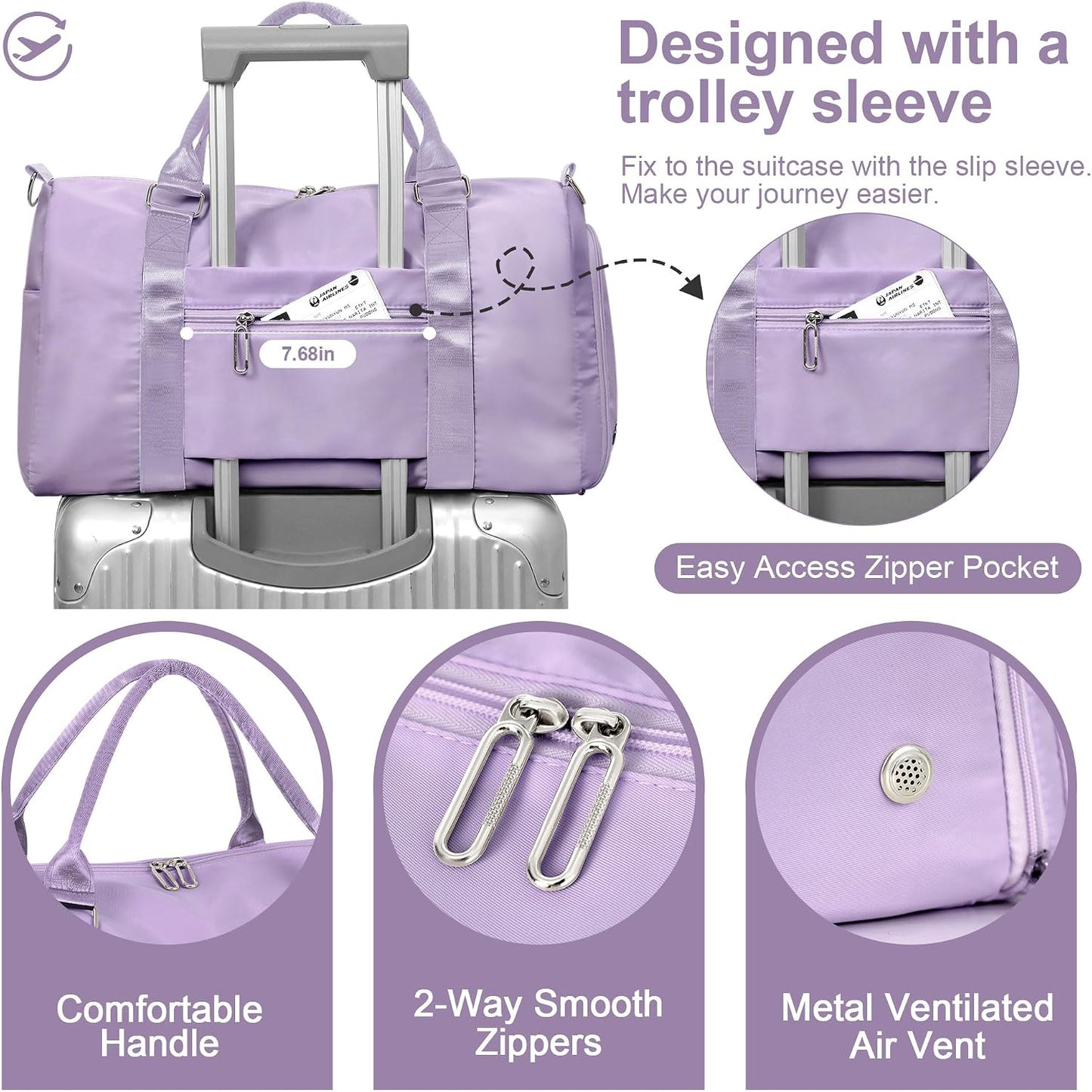 Womens Gym Tote Duffle Bag with Wet Pocket & Shoe Compartment, Sports Duffel Overnight Weekender Hospital Workout Carry on Bag for Girls, Ideal for Travel, Swimming, Dance, Ballet Beige
