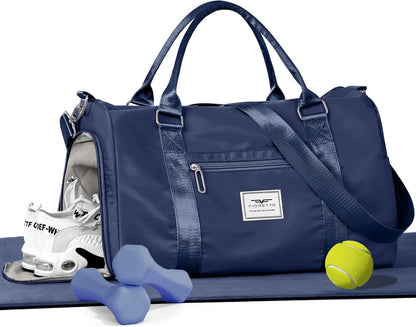Womens Gym Tote Duffle Bag with Wet Pocket & Shoe Compartment, Sports Duffel Overnight Weekender Hospital Workout Carry on Bag for Girls, Ideal for Travel, Swimming, Dance, Ballet Beige