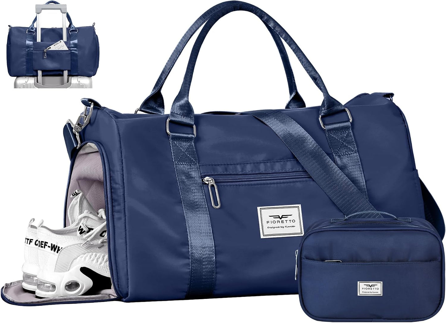 Womens Gym Tote Duffle Bag with Wet Pocket & Shoe Compartment, Sports Duffel Overnight Weekender Hospital Workout Carry on Bag for Girls, Ideal for Travel, Swimming, Dance, Ballet Beige