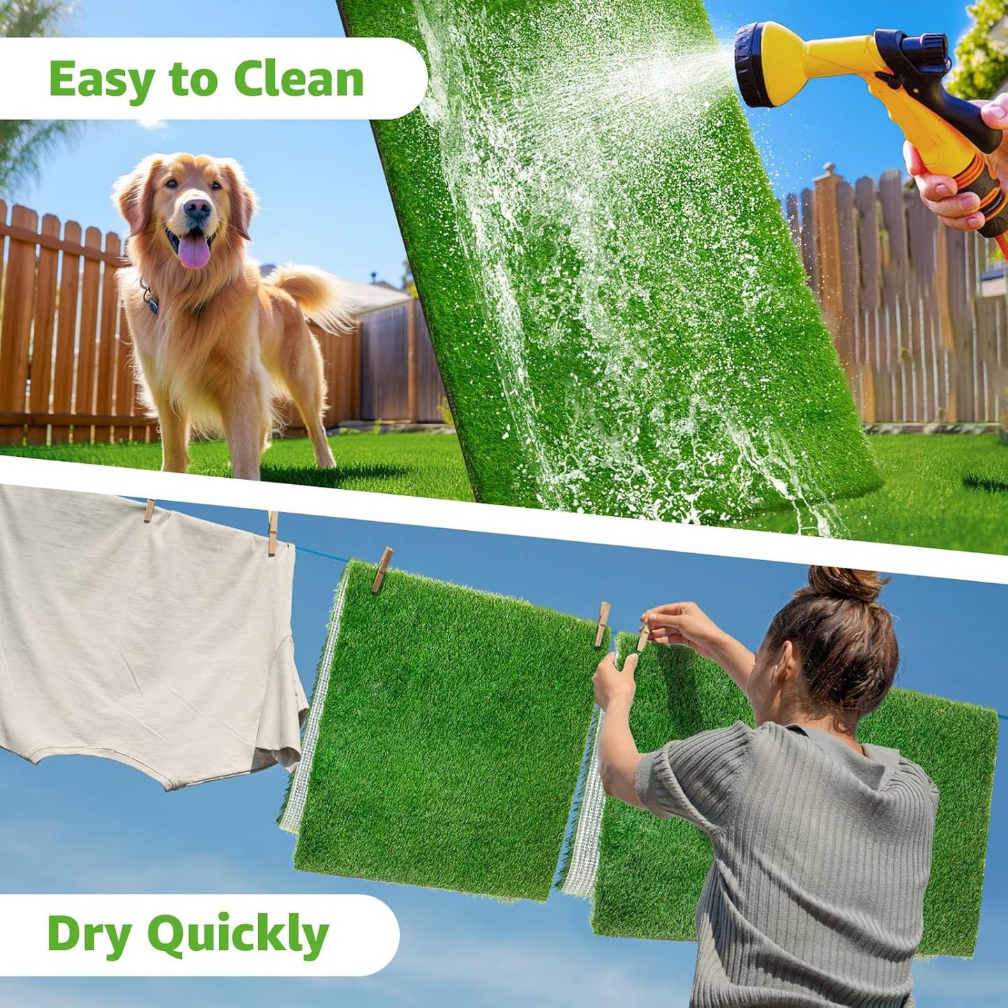 Artificial Dog Grass Pee Pad 20”x 25” 2 Pack, Grass Pad for Dogs Indoor Potty Training, Replacement Turf for Puppy, Washable Reusable Realistic Fake Grass Mat for Apartment, Balcony