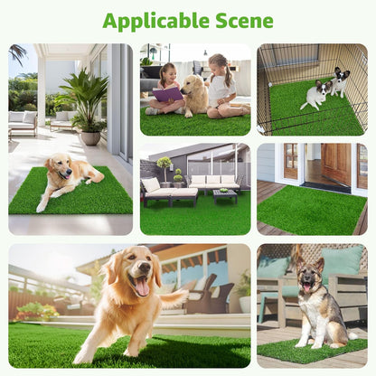 Artificial Dog Grass Pee Pad 20”x 25” 2 Pack, Grass Pad for Dogs Indoor Potty Training, Replacement Turf for Puppy, Washable Reusable Realistic Fake Grass Mat for Apartment, Balcony
