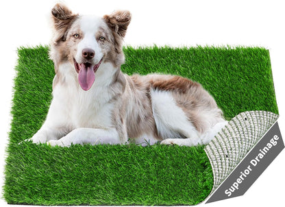 Artificial Dog Grass Pee Pad 20”x 25” 2 Pack, Grass Pad for Dogs Indoor Potty Training, Replacement Turf for Puppy, Washable Reusable Realistic Fake Grass Mat for Apartment, Balcony