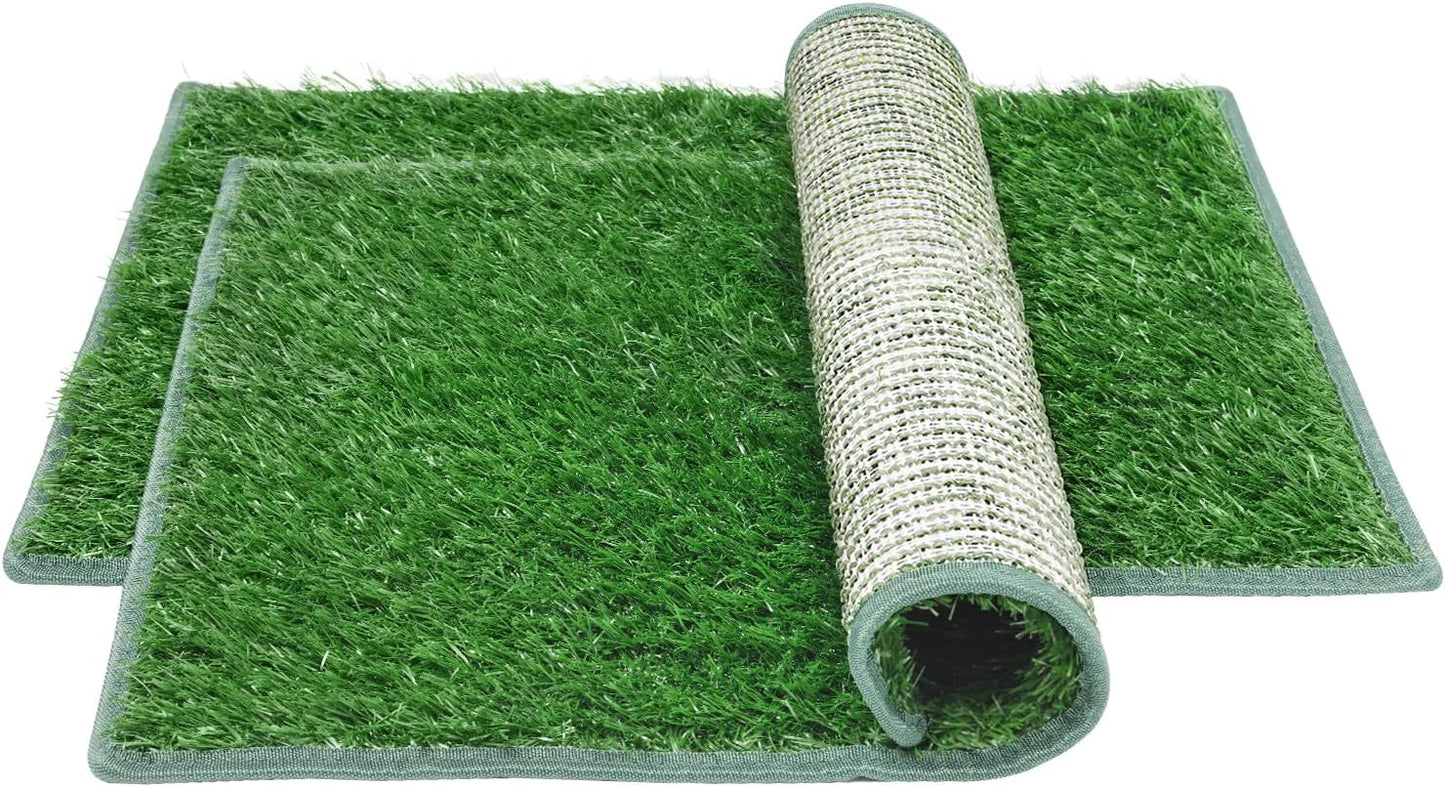 Artificial Dog Grass Pee Pad 20”x 25” 2 Pack, Grass Pad for Dogs Indoor Potty Training, Replacement Turf for Puppy, Washable Reusable Realistic Fake Grass Mat for Apartment, Balcony