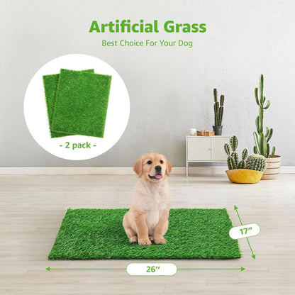 Artificial Dog Grass Pee Pad 20”x 25” 2 Pack, Grass Pad for Dogs Indoor Potty Training, Replacement Turf for Puppy, Washable Reusable Realistic Fake Grass Mat for Apartment, Balcony