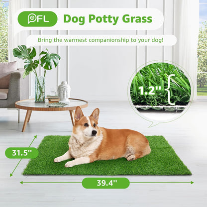Artificial Dog Grass Pee Pad 20”x 25” 2 Pack, Grass Pad for Dogs Indoor Potty Training, Replacement Turf for Puppy, Washable Reusable Realistic Fake Grass Mat for Apartment, Balcony