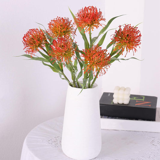 4Pcs 20.5" Artificial Protea Fall Chrysanthemum Faux Pincushion Flowers