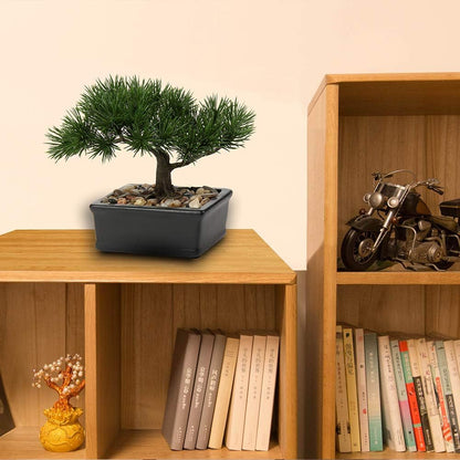 Artificial Bonsai Tree Juniper Faux Plants Indoor Fake Plants Decor with Blue Square Ceramic Pots for Home Table Office Desk Bathroom Shelf Bedroom Living Room Farmhouse Decorations