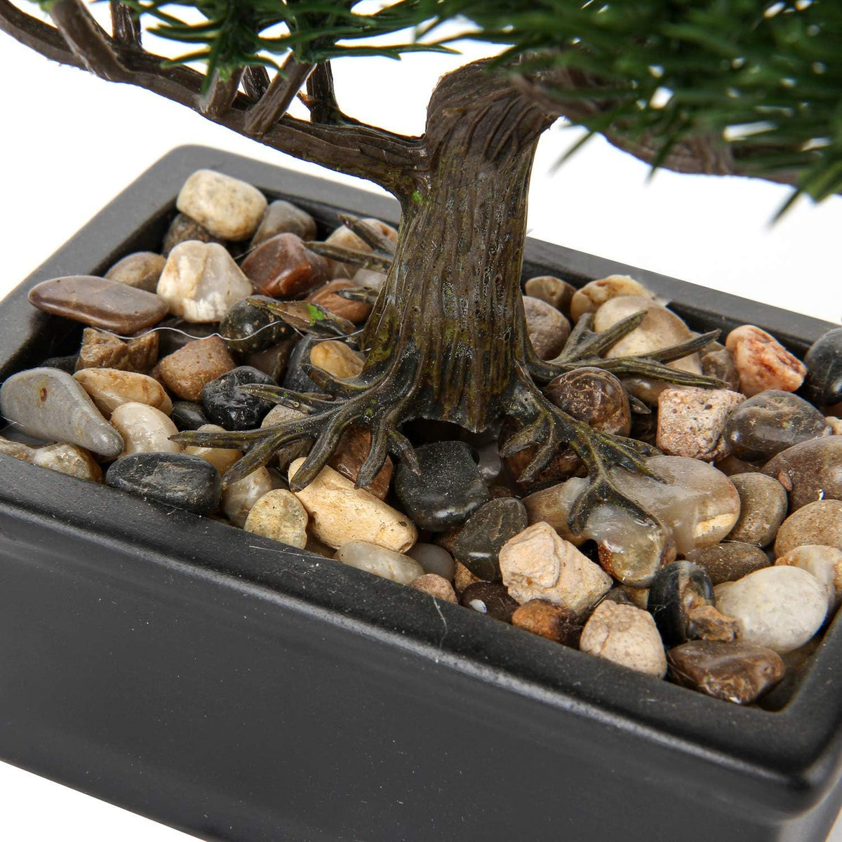 Artificial Bonsai Tree Juniper Faux Plants Indoor Fake Plants Decor with Blue Square Ceramic Pots for Home Table Office Desk Bathroom Shelf Bedroom Living Room Farmhouse Decorations