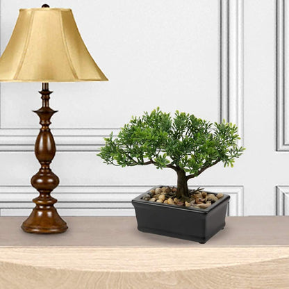 Artificial Bonsai Tree Juniper Faux Plants Indoor Fake Plants Decor with Blue Square Ceramic Pots for Home Table Office Desk Bathroom Shelf Bedroom Living Room Farmhouse Decorations