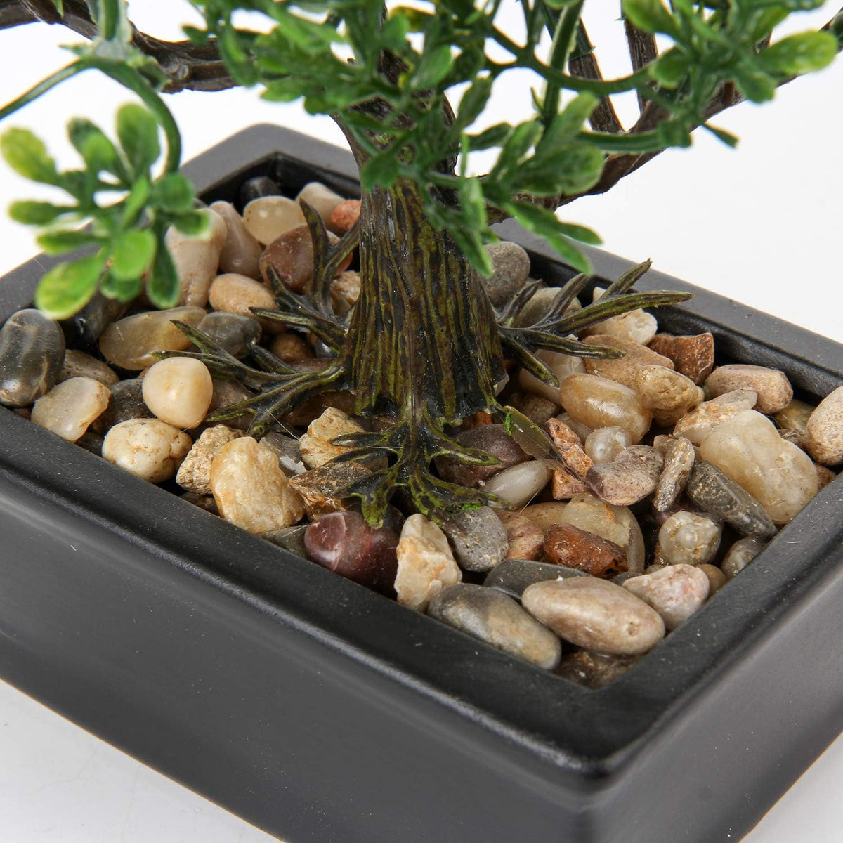Artificial Bonsai Tree Juniper Faux Plants Indoor Fake Plants Decor with Blue Square Ceramic Pots for Home Table Office Desk Bathroom Shelf Bedroom Living Room Farmhouse Decorations