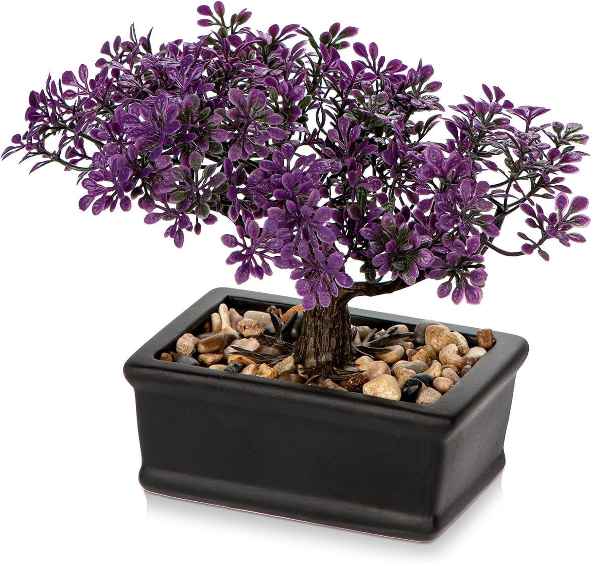 Artificial Bonsai Tree Juniper Faux Plants Indoor Fake Plants Decor with Blue Square Ceramic Pots for Home Table Office Desk Bathroom Shelf Bedroom Living Room Farmhouse Decorations