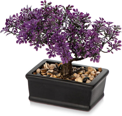 Artificial Bonsai Tree Juniper Faux Plants Indoor Fake Plants Decor with Blue Square Ceramic Pots for Home Table Office Desk Bathroom Shelf Bedroom Living Room Farmhouse Decorations