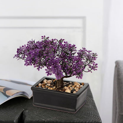 Artificial Bonsai Tree Juniper Faux Plants Indoor Fake Plants Decor with Blue Square Ceramic Pots for Home Table Office Desk Bathroom Shelf Bedroom Living Room Farmhouse Decorations
