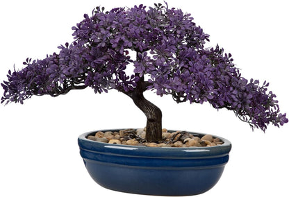 Artificial Bonsai Tree Juniper Faux Plants Indoor Fake Plants Decor with Blue Square Ceramic Pots for Home Table Office Desk Bathroom Shelf Bedroom Living Room Farmhouse Decorations