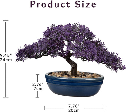 Artificial Bonsai Tree Juniper Faux Plants Indoor Fake Plants Decor with Blue Square Ceramic Pots for Home Table Office Desk Bathroom Shelf Bedroom Living Room Farmhouse Decorations