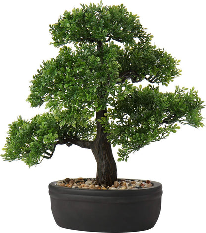 Artificial Bonsai Tree Juniper Faux Plants Indoor Fake Plants Decor with Blue Square Ceramic Pots for Home Table Office Desk Bathroom Shelf Bedroom Living Room Farmhouse Decorations