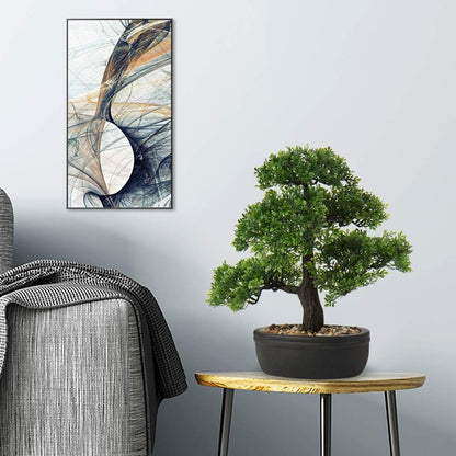 Artificial Bonsai Tree Juniper Faux Plants Indoor Fake Plants Decor with Blue Square Ceramic Pots for Home Table Office Desk Bathroom Shelf Bedroom Living Room Farmhouse Decorations