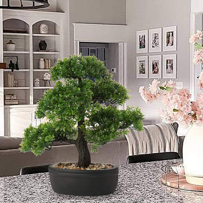 Artificial Bonsai Tree Juniper Faux Plants Indoor Fake Plants Decor with Blue Square Ceramic Pots for Home Table Office Desk Bathroom Shelf Bedroom Living Room Farmhouse Decorations