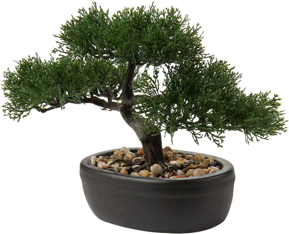 Artificial Bonsai Tree Juniper Faux Plants Indoor Fake Plants Decor with Blue Square Ceramic Pots for Home Table Office Desk Bathroom Shelf Bedroom Living Room Farmhouse Decorations