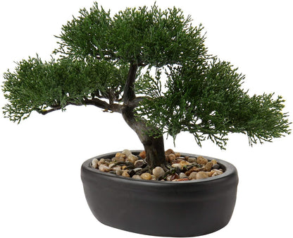 Artificial Bonsai Tree Juniper Faux Plants Indoor Fake Plants Decor with Blue Square Ceramic Pots for Home Table Office Desk Bathroom Shelf Bedroom Living Room Farmhouse Decorations