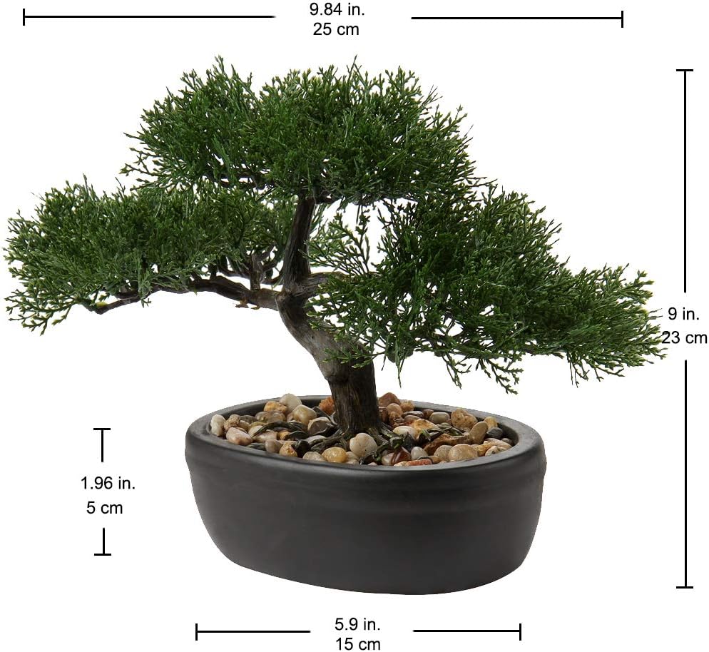 Artificial Bonsai Tree Juniper Faux Plants Indoor Fake Plants Decor with Blue Square Ceramic Pots for Home Table Office Desk Bathroom Shelf Bedroom Living Room Farmhouse Decorations