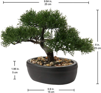 Artificial Bonsai Tree Juniper Faux Plants Indoor Fake Plants Decor with Blue Square Ceramic Pots for Home Table Office Desk Bathroom Shelf Bedroom Living Room Farmhouse Decorations