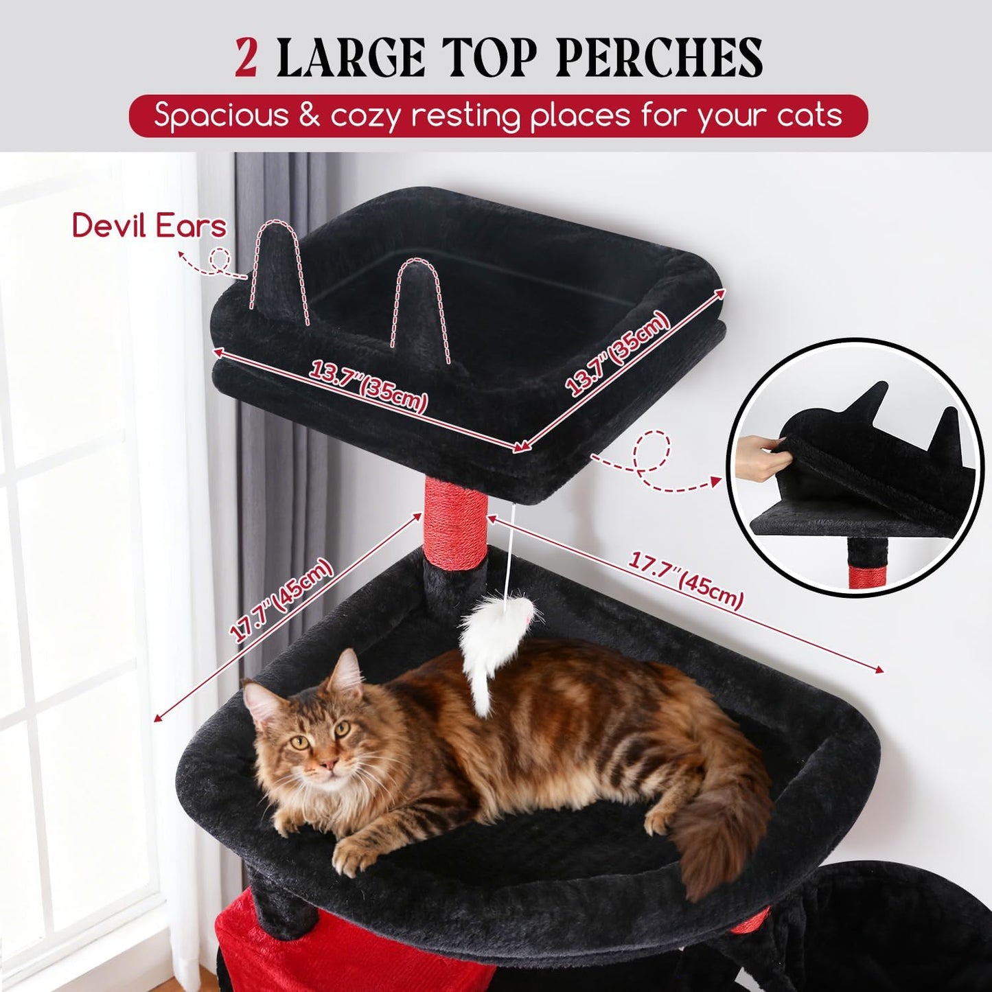 Extra Large Cactus Cat Tree Tower, 82in Tall Heavy Duty Cat Tree for Indoor Cats Large Adult Big Cat Tower with 8 Scratching Posts, 2 Cat Condos, 2 Top Perches, 3 Hanging Baskets, S82, Green