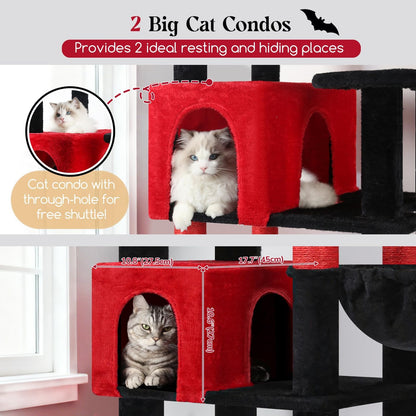 Extra Large Cactus Cat Tree Tower, 82in Tall Heavy Duty Cat Tree for Indoor Cats Large Adult Big Cat Tower with 8 Scratching Posts, 2 Cat Condos, 2 Top Perches, 3 Hanging Baskets, S82, Green