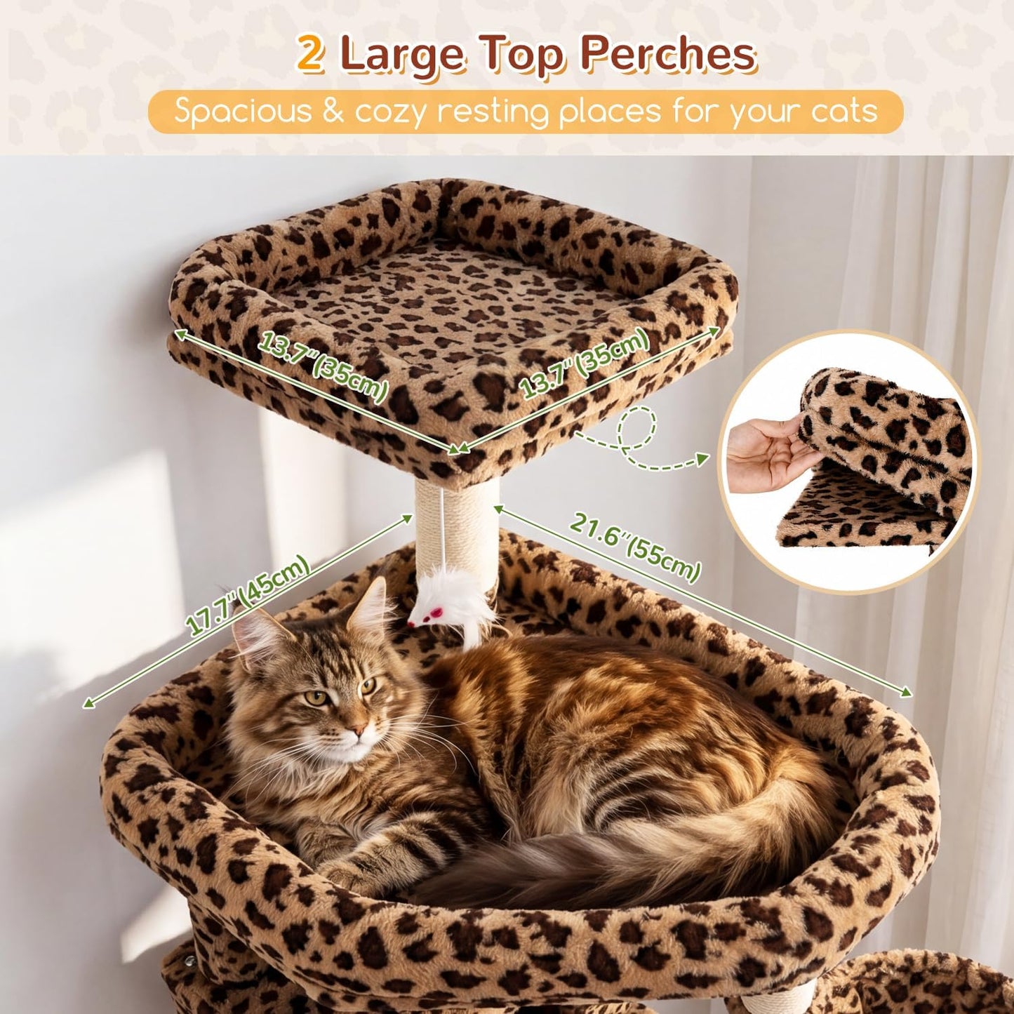 Extra Large Cactus Cat Tree Tower, 82in Tall Heavy Duty Cat Tree for Indoor Cats Large Adult Big Cat Tower with 8 Scratching Posts, 2 Cat Condos, 2 Top Perches, 3 Hanging Baskets, S82, Green