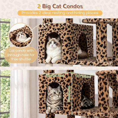 Extra Large Cactus Cat Tree Tower, 82in Tall Heavy Duty Cat Tree for Indoor Cats Large Adult Big Cat Tower with 8 Scratching Posts, 2 Cat Condos, 2 Top Perches, 3 Hanging Baskets, S82, Green