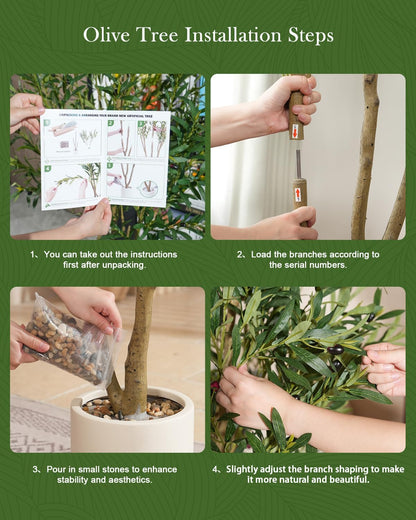 Olive Tree 6FT Fake Tree Faux Plants Indoor with Pot Artificial Tree Nearly Natural Olive Branches and Fruits for Living Room Home Office Decorations