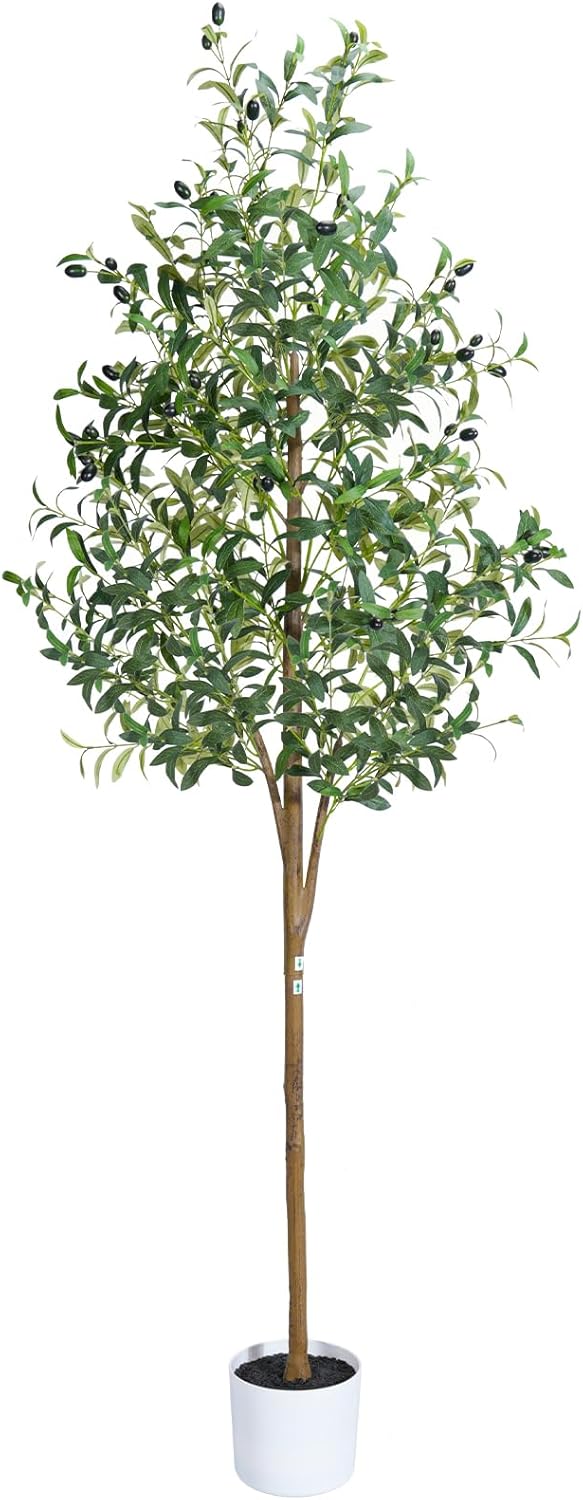 Olive Tree 6FT Fake Tree Faux Plants Indoor with Pot Artificial Tree Nearly Natural Olive Branches and Fruits for Living Room Home Office Decorations