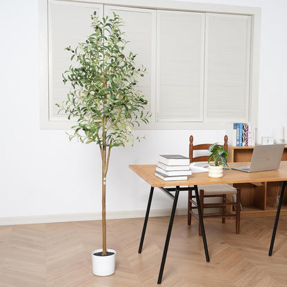 Olive Tree 6FT Fake Tree Faux Plants Indoor with Pot Artificial Tree Nearly Natural Olive Branches and Fruits for Living Room Home Office Decorations