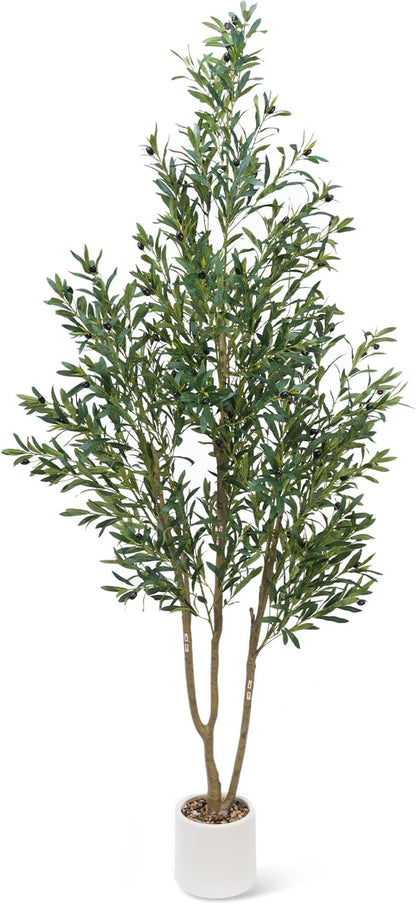 Olive Tree 6FT Fake Tree Faux Plants Indoor with Pot Artificial Tree Nearly Natural Olive Branches and Fruits for Living Room Home Office Decorations