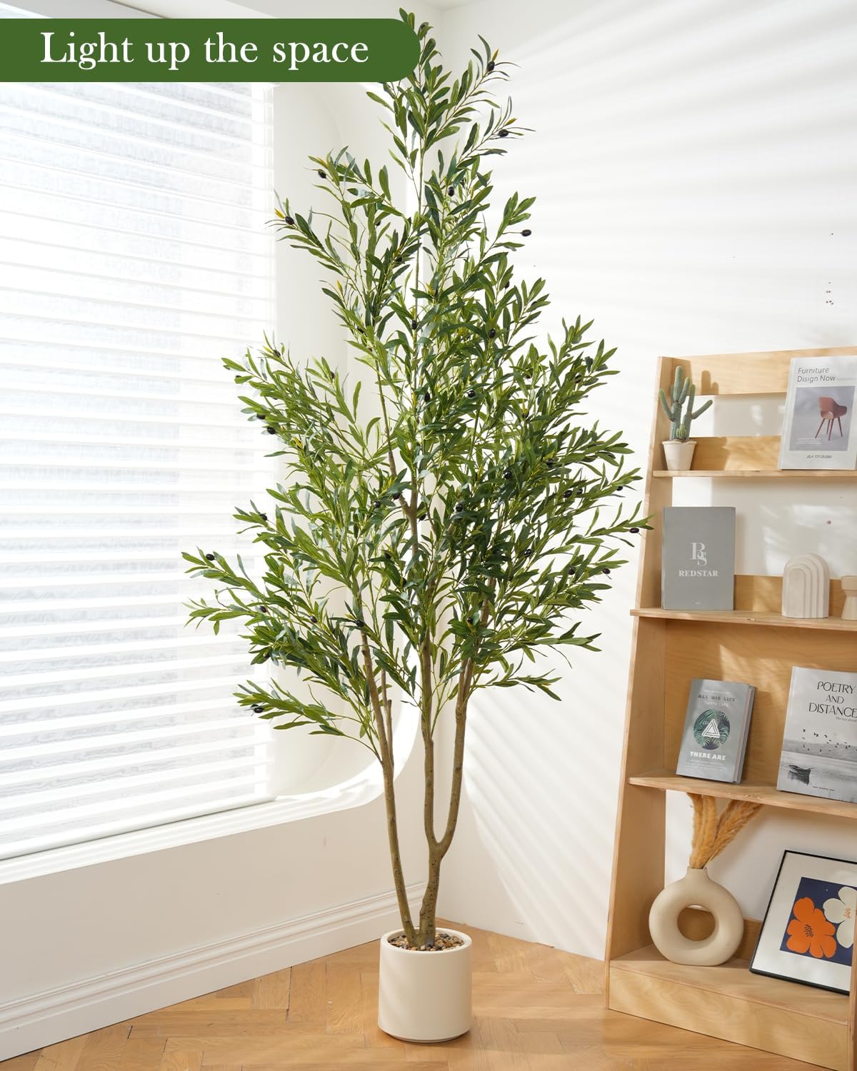 Olive Tree 6FT Fake Tree Faux Plants Indoor with Pot Artificial Tree Nearly Natural Olive Branches and Fruits for Living Room Home Office Decorations