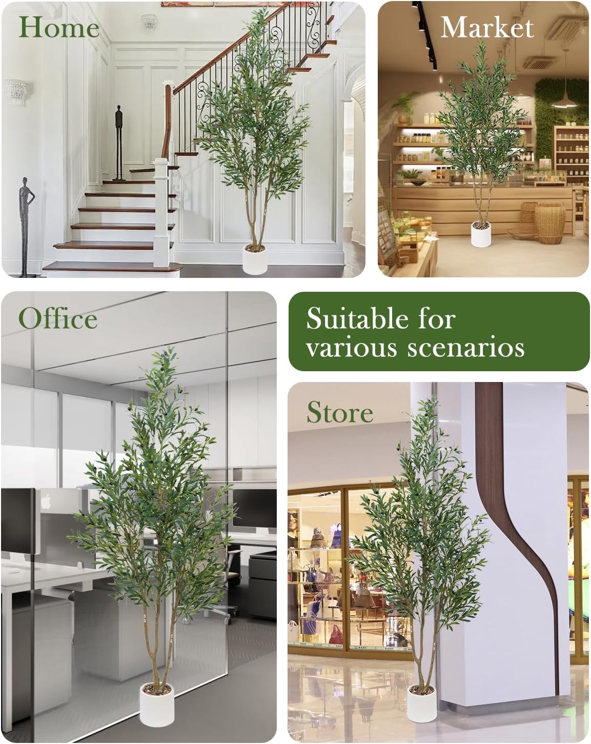 Olive Tree 6FT Fake Tree Faux Plants Indoor with Pot Artificial Tree Nearly Natural Olive Branches and Fruits for Living Room Home Office Decorations