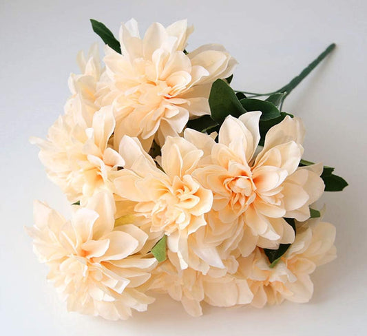10 Heads Dahlia Fake Flowers Artificial Dahlia Flower Faux Flowers Purple | Home Wedding Party Office Decoration
