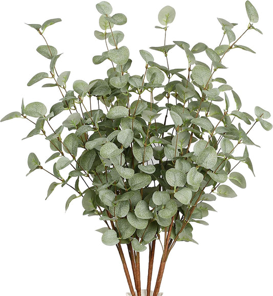 27" Eucalyptus Stems Greenery Stems Eucalyptus Leaf Spray in Green Silk Plastic Plants Floral Artificial Plants for Home Party Wedding Decoration