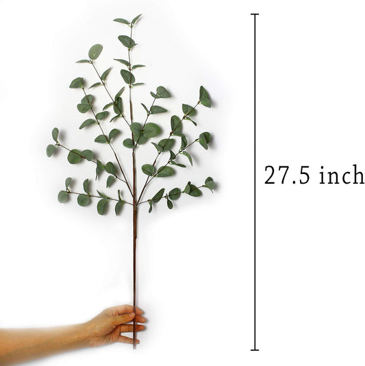 27" Eucalyptus Stems Greenery Stems Eucalyptus Leaf Spray in Green Silk Plastic Plants Floral Artificial Plants for Home Party Wedding Decoration