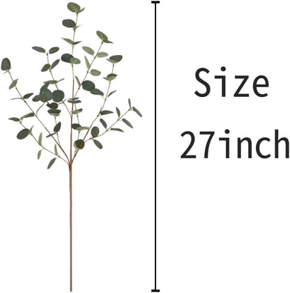27" Eucalyptus Stems Greenery Stems Eucalyptus Leaf Spray in Green Silk Plastic Plants Floral Artificial Plants for Home Party Wedding Decoration
