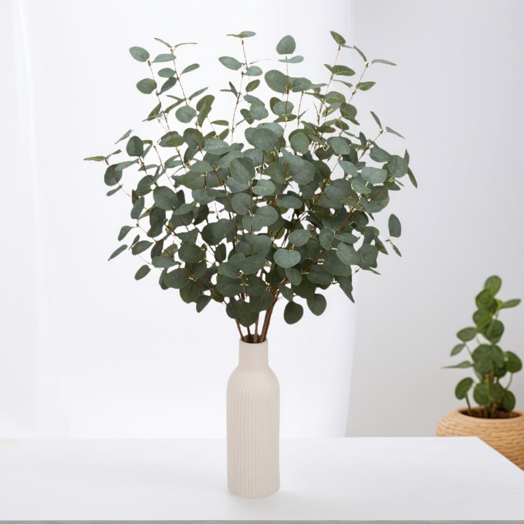 27" Eucalyptus Stems Greenery Stems Eucalyptus Leaf Spray in Green Silk Plastic Plants Floral Artificial Plants for Home Party Wedding Decoration