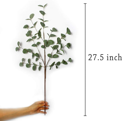 27" Eucalyptus Stems Greenery Stems Eucalyptus Leaf Spray in Green Silk Plastic Plants Floral Artificial Plants for Home Party Wedding Decoration