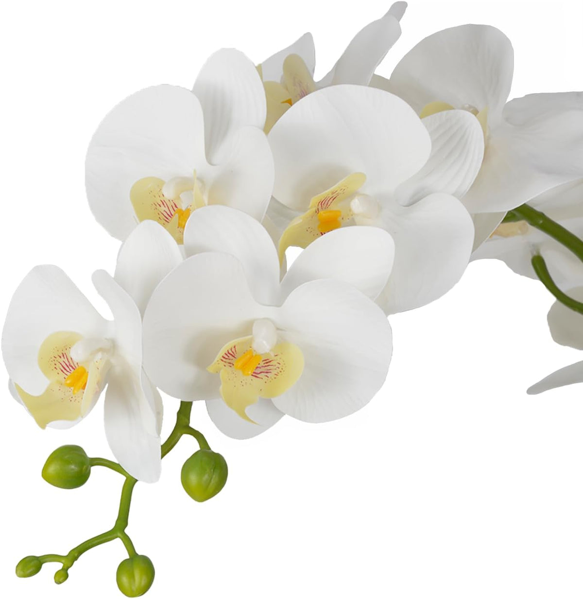 W&W Artificial Orchid Plants & Flowers Arrangement in Ceramic Pot, Fake Faux White Orchid with Gold Vase,Extral Large 26 inches