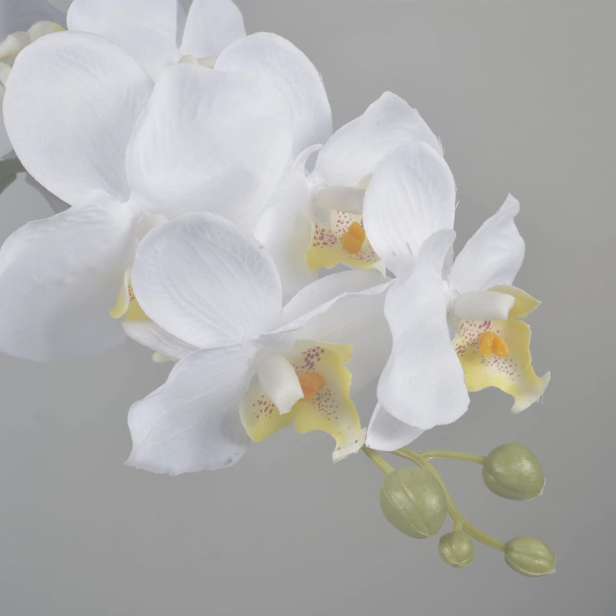 W&W Artificial Orchid Plants & Flowers Arrangement in Ceramic Pot, Fake Faux White Orchid with Gold Vase,Extral Large 26 inches