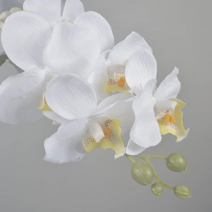 W&W Artificial Orchid Plants & Flowers Arrangement in Ceramic Pot, Fake Faux White Orchid with Gold Vase,Extral Large 26 inches