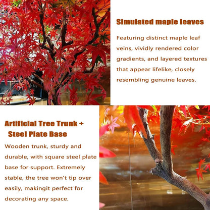 Large Japanese Red Maple Faux Tree, Artificial Maple Trees for Indoor and Outdoor - High Faux Silk Plant Scenery Landscape Trees for Home Office Decor (5FT)