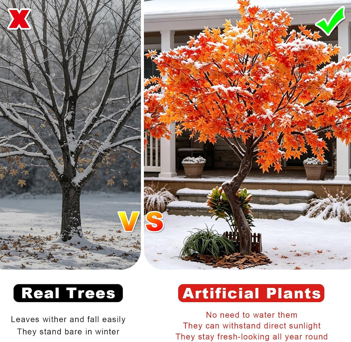 Large Japanese Red Maple Faux Tree, Artificial Maple Trees for Indoor and Outdoor - High Faux Silk Plant Scenery Landscape Trees for Home Office Decor (5FT)