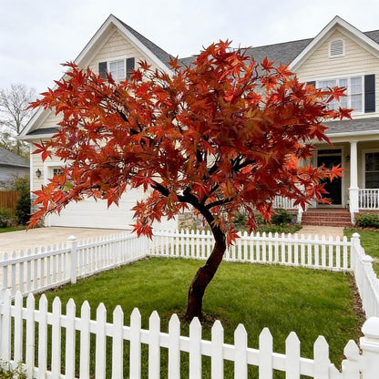 Large Japanese Red Maple Faux Tree, Artificial Maple Trees for Indoor and Outdoor - High Faux Silk Plant Scenery Landscape Trees for Home Office Decor (5FT)