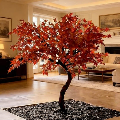 Large Japanese Red Maple Faux Tree, Artificial Maple Trees for Indoor and Outdoor - High Faux Silk Plant Scenery Landscape Trees for Home Office Decor (5FT)
